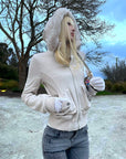 Rase le sol Fur-Trimmed Sculpted Hooded Jacket