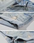 WARDEN EDGE Lace Ribbed Tank Top & Distressed Denim Shorts Set