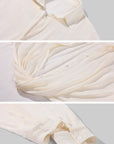 0122stepll Sheer Twisted Draped Satin Shirt
