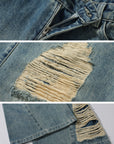 WARDEN EDGE Distressed Wide-Leg Denim Pants - PINKPARKS