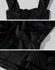 ROVENTE Off-Shoulder Satin Corset Midi Dress with Flared Skirt