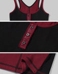 Low pixel Contrast Trim Buttoned Fitted Tank Top