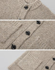 IAMXIAA Cardigan Boutonné Oversize en Maille Chinée avec Poches Plaquées