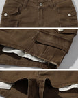 WARDEN EDGE Low-Rise Cargo Shorts with Distressed Hem and Inner Layer Detail