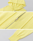 IAMXIAA Sweat à capuche zippé en maille jaune beurre