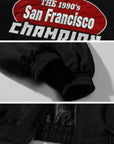 WARDEN EDGE Racing Patch Zip Jacket with Elastic Cuffs and Retro Embroidery