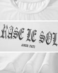 Rase le sol Gothic Print Cropped White Tee - PINKPARKS
