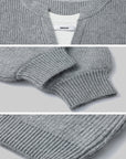 WARDEN EDGE Grey Knit Pullover & Asymmetrical Plaid Skirt Set - PINKPARKS