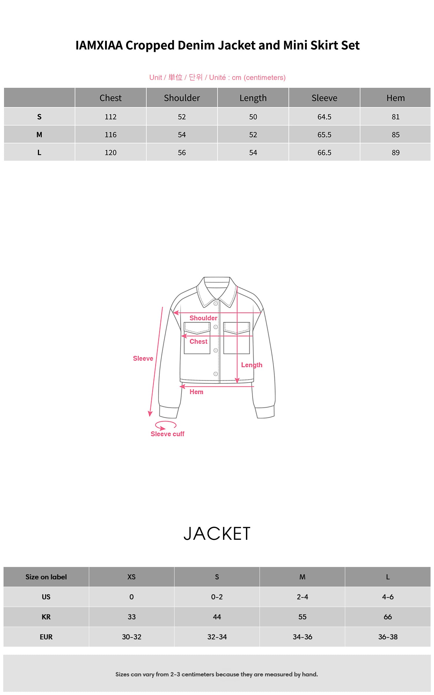 IAMXIAA Cropped Denim Jacket and Mini Skirt Set