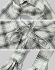 ROVENTE Draped Plaid Halter Top with Open Back - PINKPARKS