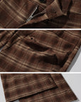 WARDEN EDGE Plaid Wide Leg Pants Retro Brown Check Casual Trousers
