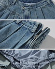 WARDEN EDGE Pleated Ultra Mini Denim Skirt - PINKPARKS