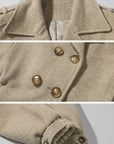 WARDEN EDGE Cropped Wool-Like Coat with Double Breasted Design and Structured Lapel
