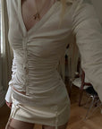 Rase le sol Ruched Fitted Long-Sleeve Shirt