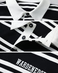 WARDEN EDGE Black Striped Polo Knit T-Shirt - PINKPARKS