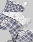 WARDEN EDGE Off Shoulder Plaid Corset Top Lace Trim Structured Bustier