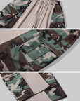 WARDEN EDGE Camo Panel Wide Leg Pants Drawstring Utility Cargo Pants