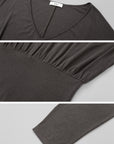 IAMXIAA Relaxed V-Neck Knit Long Sleeve Top