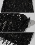 ROVENTE Statement Sequin Fringe Maxi Skirt for Evening Glamour