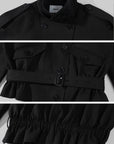 WARDEN EDGE High Collar Belted Peplum Jacket