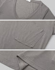 IAMXIAA T-shirt transparent à col en V avec poche