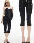 IAMXIAA Contrast Stitch Cropped Skinny Capri Pants