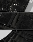 ROVENTE Strappy Back Sequin Halter Corset Top - PINKPARKS