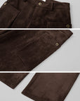 IAMXIAA Corduroy Wide Leg Cargo Pants with Utility Pockets