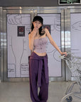 Hydrae Draped Shawl Strapless Top & Wide-Leg Pants Set