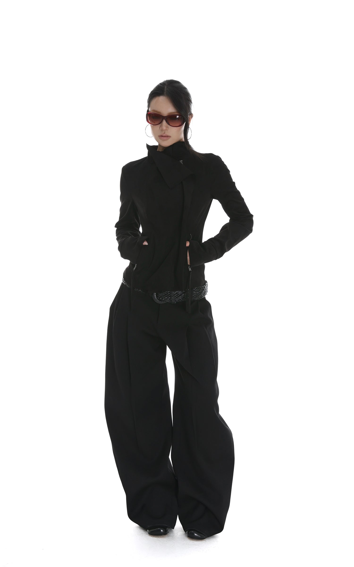 IAMXIAA Cropped Moto Jacket with Asymmetric Zip