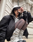 WARDEN EDGE Black Drawstring Zip-Up Jacket - PINKPARKS