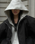 WARDEN EDGE Black Drawstring Zip-Up Jacket - PINKPARKS
