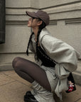WARDEN EDGE Grey Hoodie 3-Piece Set with Contrast Trim Shorts and Leg Warmers