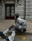 WARDEN EDGE Grey Hoodie 3-Piece Set with Contrast Trim Shorts and Leg Warmers