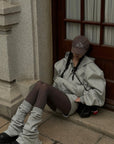 WARDEN EDGE Grey Hoodie 3-Piece Set with Contrast Trim Shorts and Leg Warmers
