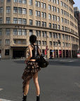 WARDEN EDGE Leopard Print Chiffon Asymmetrical Skirt - PINKPARKS