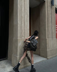 WARDEN EDGE Leopard Print Chiffon Asymmetrical Skirt - PINKPARKS