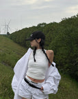 WARDEN EDGE Oversized Shirt & Lace Trim Shorts Set - PINKPARKS