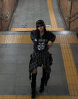 WARDEN EDGE Asymmetrical Plaid Skirt with Lace Paneling - PINKPARKS