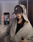 WARDEN EDGE Oversized Hooded Zip-Up Sweatshirt - PINKPARKS