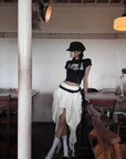 WARDEN EDGE Asymmetrical Skirt with Lace Streamers - PINKPARKS