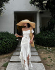 WARDEN EDGE Off-Shoulder Ruffle Set with Asymmetrical Hem - PINKPARKS