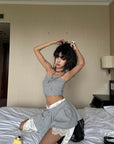 WARDEN EDGE Grey Contrast-Layered Lounge Set - PINKPARKS