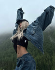 WARDEN EDGE Oversized Vintage Denim Jacket - PINKPARKS