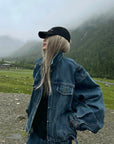 WARDEN EDGE Oversized Vintage Denim Jacket - PINKPARKS