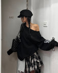 WARDEN EDGE Asymmetrical Off-Shoulder Long Sleeve Top - PINKPARKS