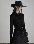 DOINDULGE Draped Ruched Button-Up Shirt