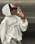 WARDEN EDGE Retro Lettering Print Hoodie + High-Waisted Shorts Set - PINKPARKS