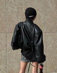 WARDEN EDGE PU Leather Bomber Jacket - PINKPARKS