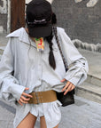 WARDEN EDGE Oversized Shirt Jacket + Layered Shorts Set - PINKPARKS